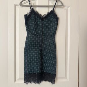 Zara Black and Blue Patterned Lace dress